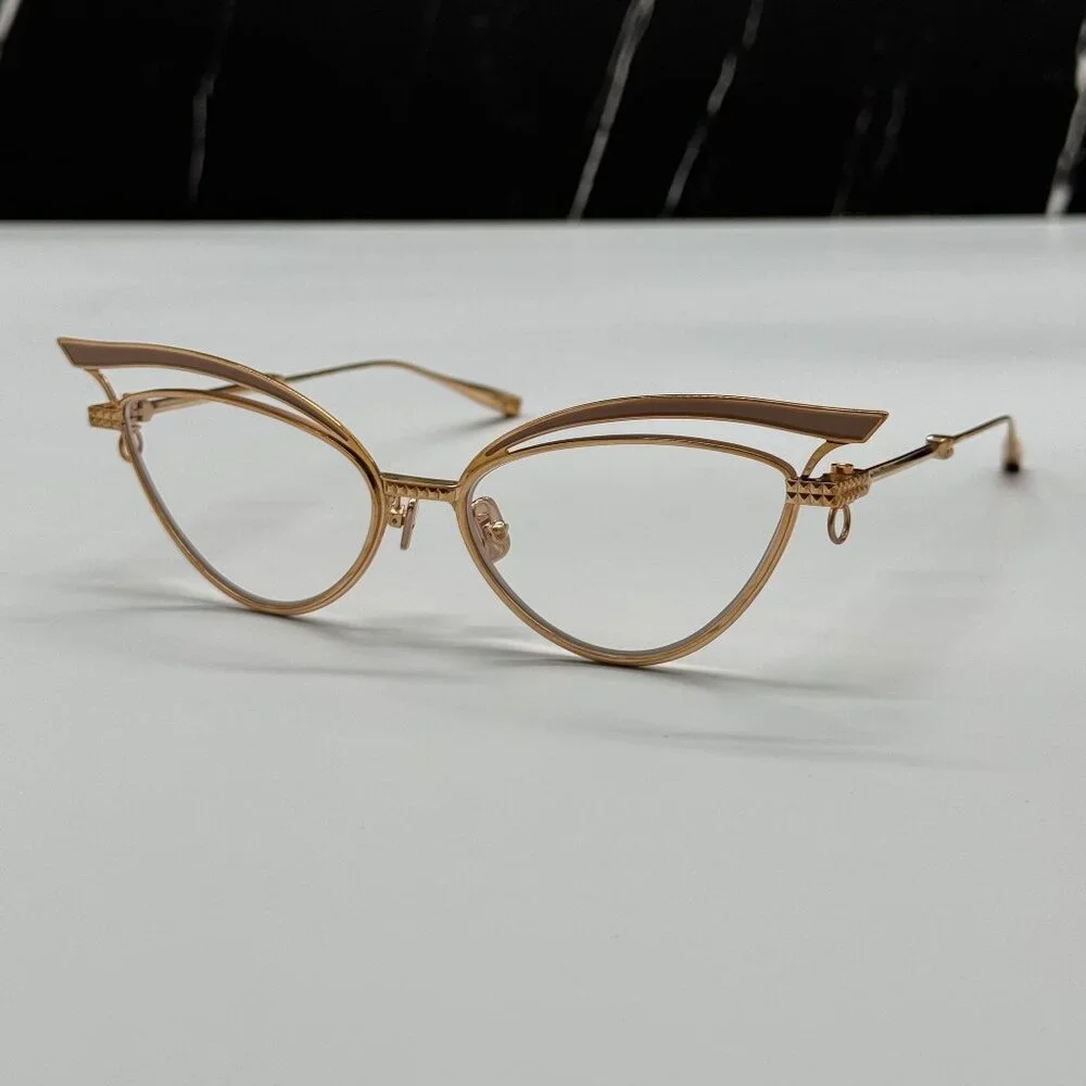 NEW VALENTINO GLASSLINER VLX-118F CAT EYE GOLD EYEGLASSES
